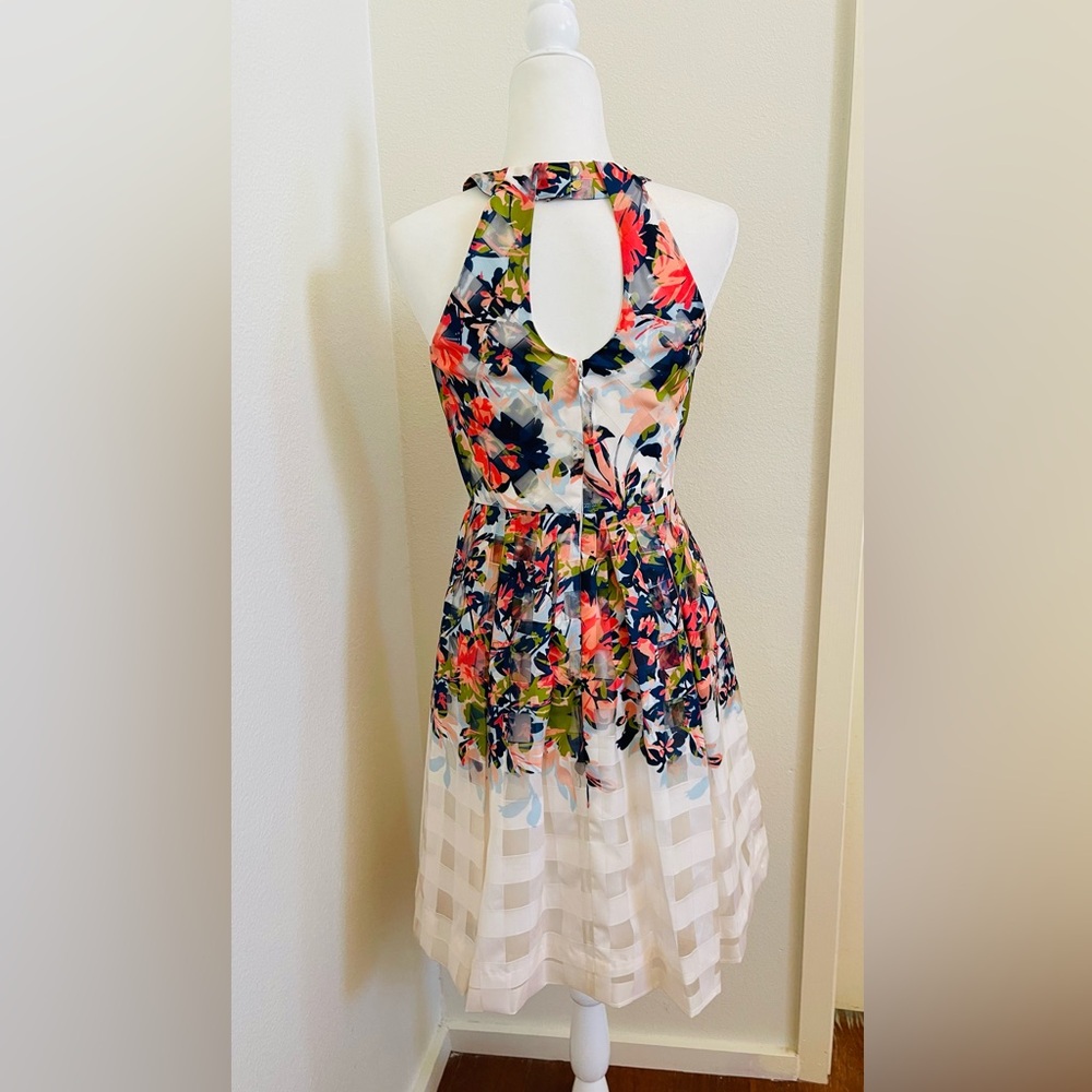 KATHERINE KELLEY sleeveless floral print halter fit-and-flare mini dress Size 2 - Picture 5 of 10